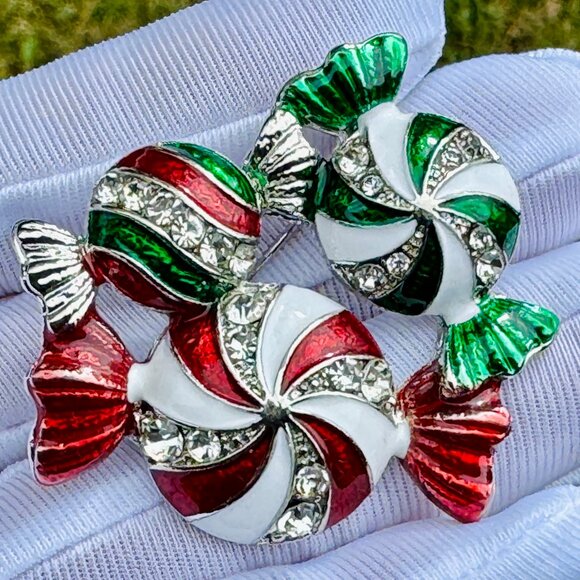 🔥2/$20 Candy Brooch Candy Rhinestone Brooch Pin Christmas Brooch Holiday Pin - Picture 3 of 5